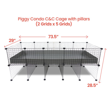 GuineaDad Piggy Condo Guinea Pig Cage with Pillars (C&C)