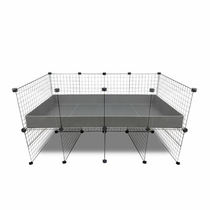 Sleek and modern Piggy Condo C&C Cage with Pillars, featuring a clean, white background. Its design allows for efficient organization and management of guinea pig supplies, providing an optimal and stylish space for guinea pig care and comfort.