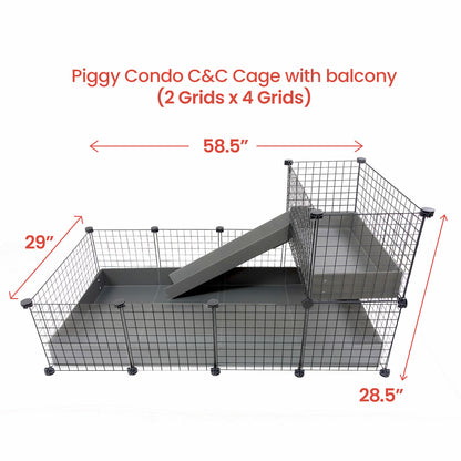 GuineaDad Piggy Condo Guinea Pig Cage with Balcony & Ramp (C&C)