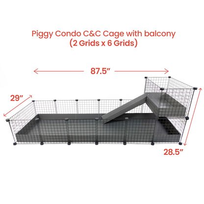 GuineaDad Piggy Condo Guinea Pig Cage with Balcony & Ramp (C&C)