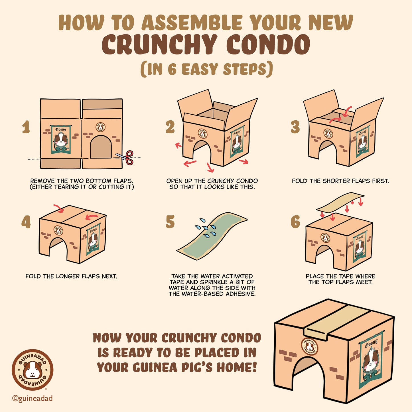 GuineaDad Crunchy Condo Cardboard Hideout (3 Pack)