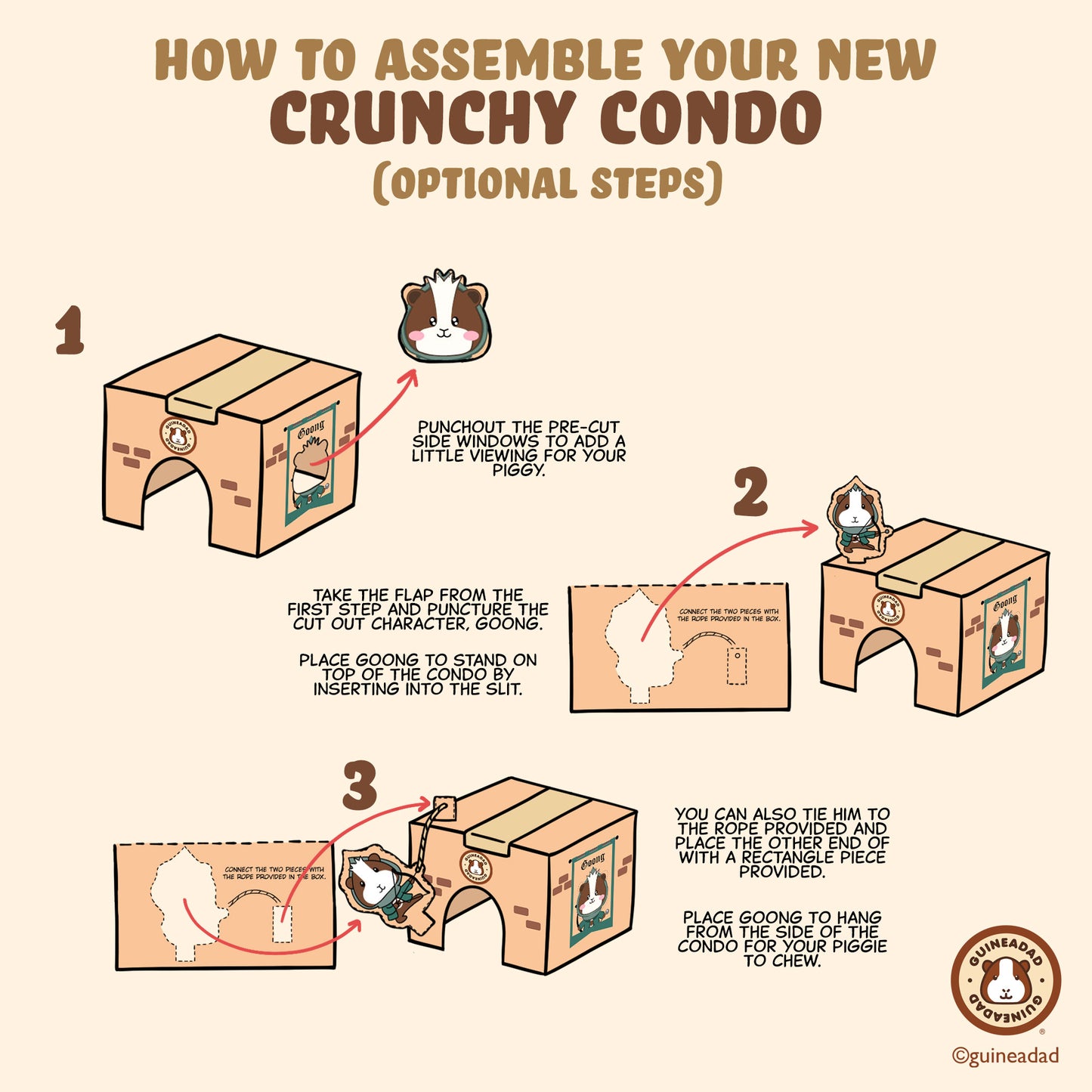 GuineaDad Crunchy Condo Cardboard Hideout (3 Pack)