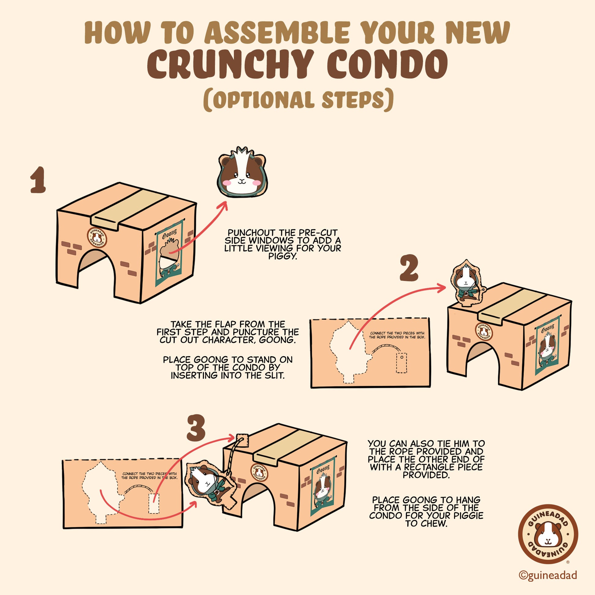 GuineaDad Crunchy Condo Cardboard Hideout (3 Pack)